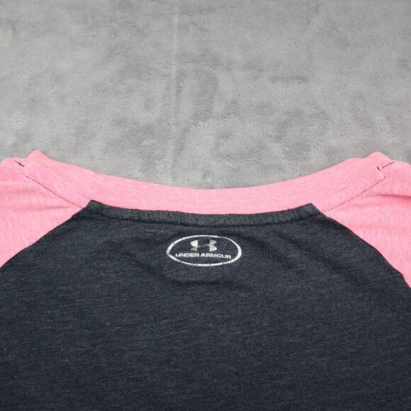 Under Armour Shirt Womens Black Pick Cap Short Sleeve Round Neck Logo T Shirt - Picture 11 of 15